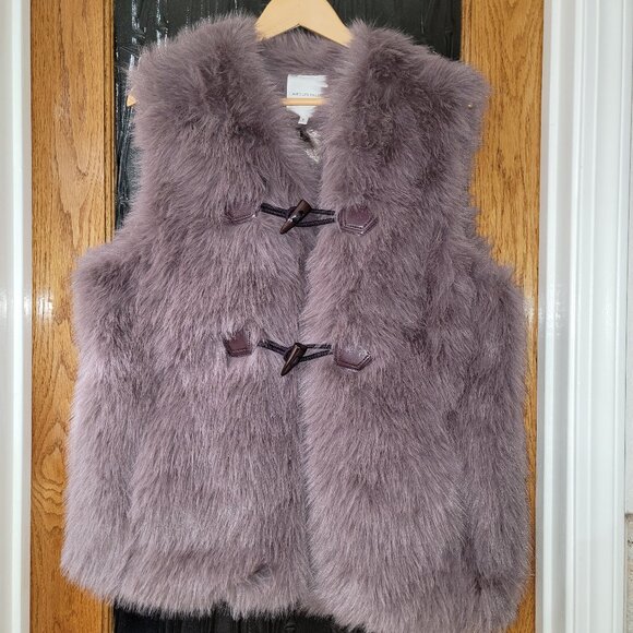 Avec Les Filles Jackets & Blazers - Avec Les Filles Faux Fur Vest, Portobello, Size Medium, Oversized